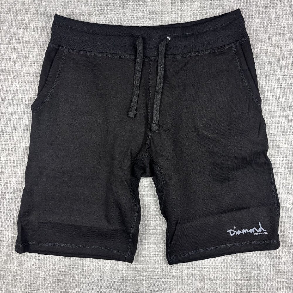 Diamond Supply Co. Mens Black Fleece Drawstring Sweat Short Size L